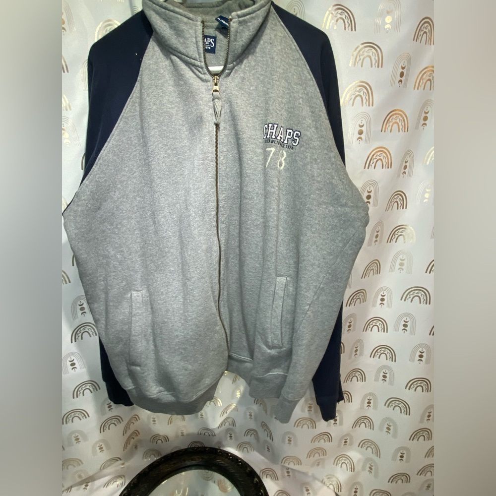 Chaps Gray and Navy Hoodie